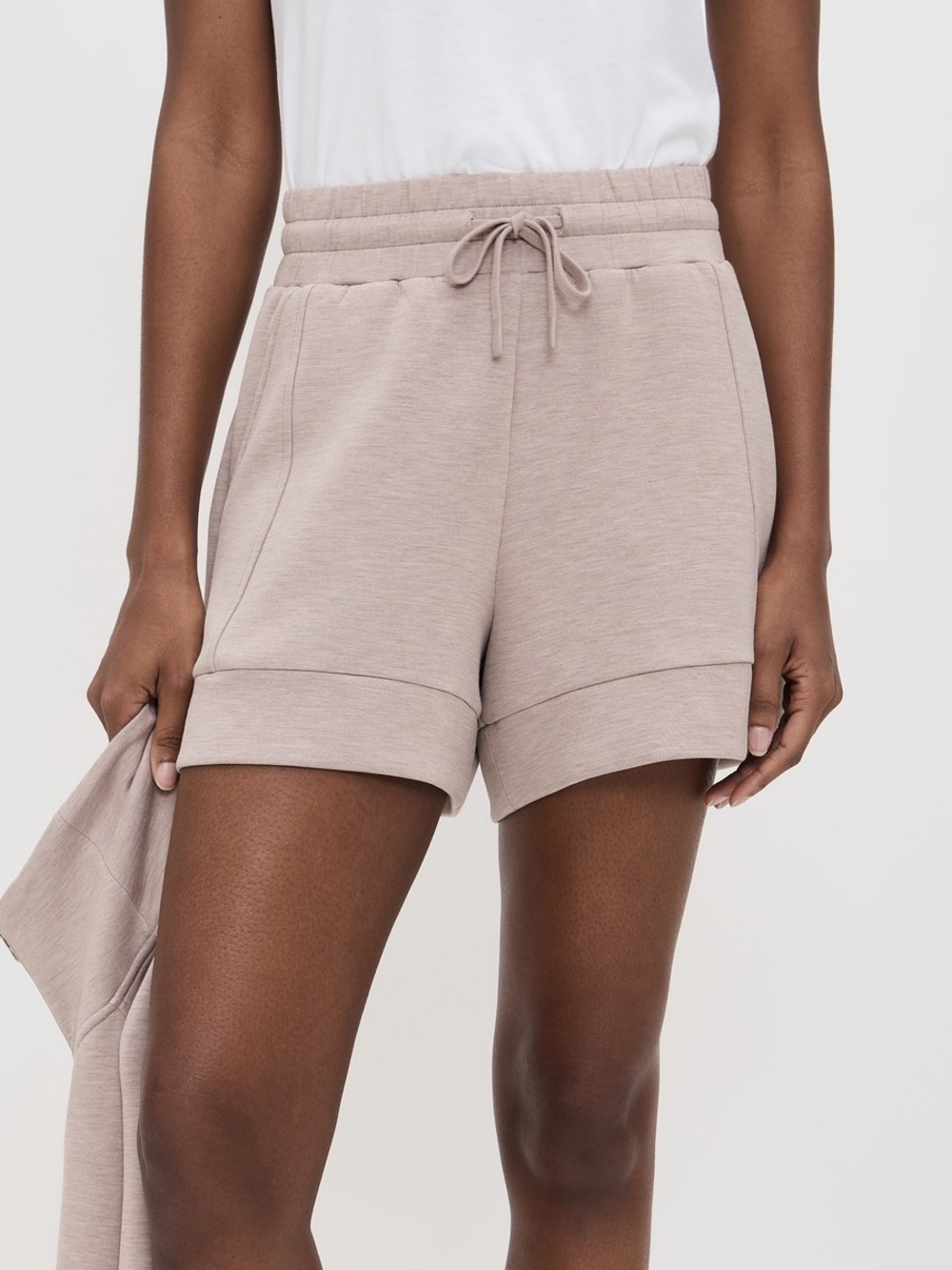 Varley Taupe Drawstring atrium shorts 4.5โ
